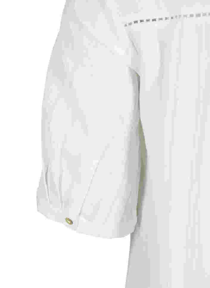 Gestreiftes Viskose Kleid mit Spitzenbändern, Bright White, Packshot image number 3