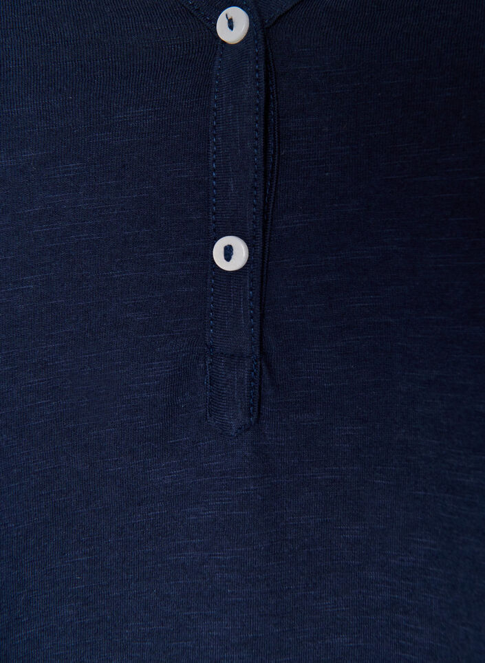 Langarmshirt mit V-Ausschnitt und Kn&ouml;pfen, Blau, Packshot image number 2