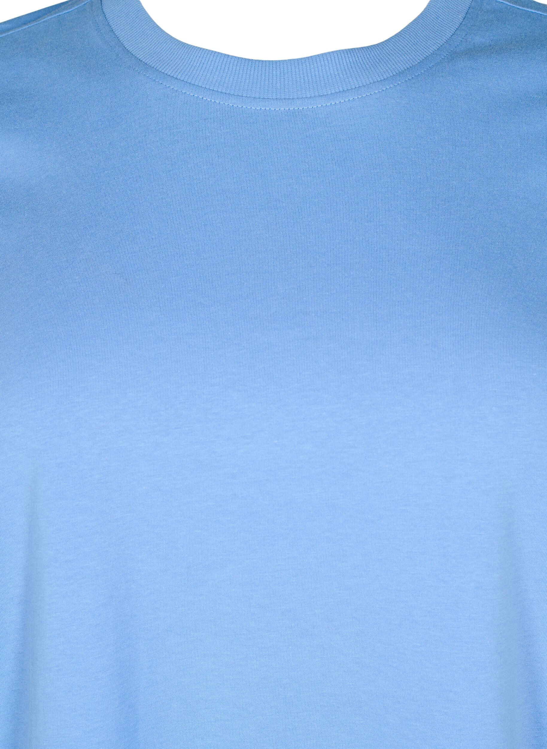 Zizzi Basic-T-Shirt aus Baumwolle mit Rundhalsausschnitt, Blau, Packshot image number 2