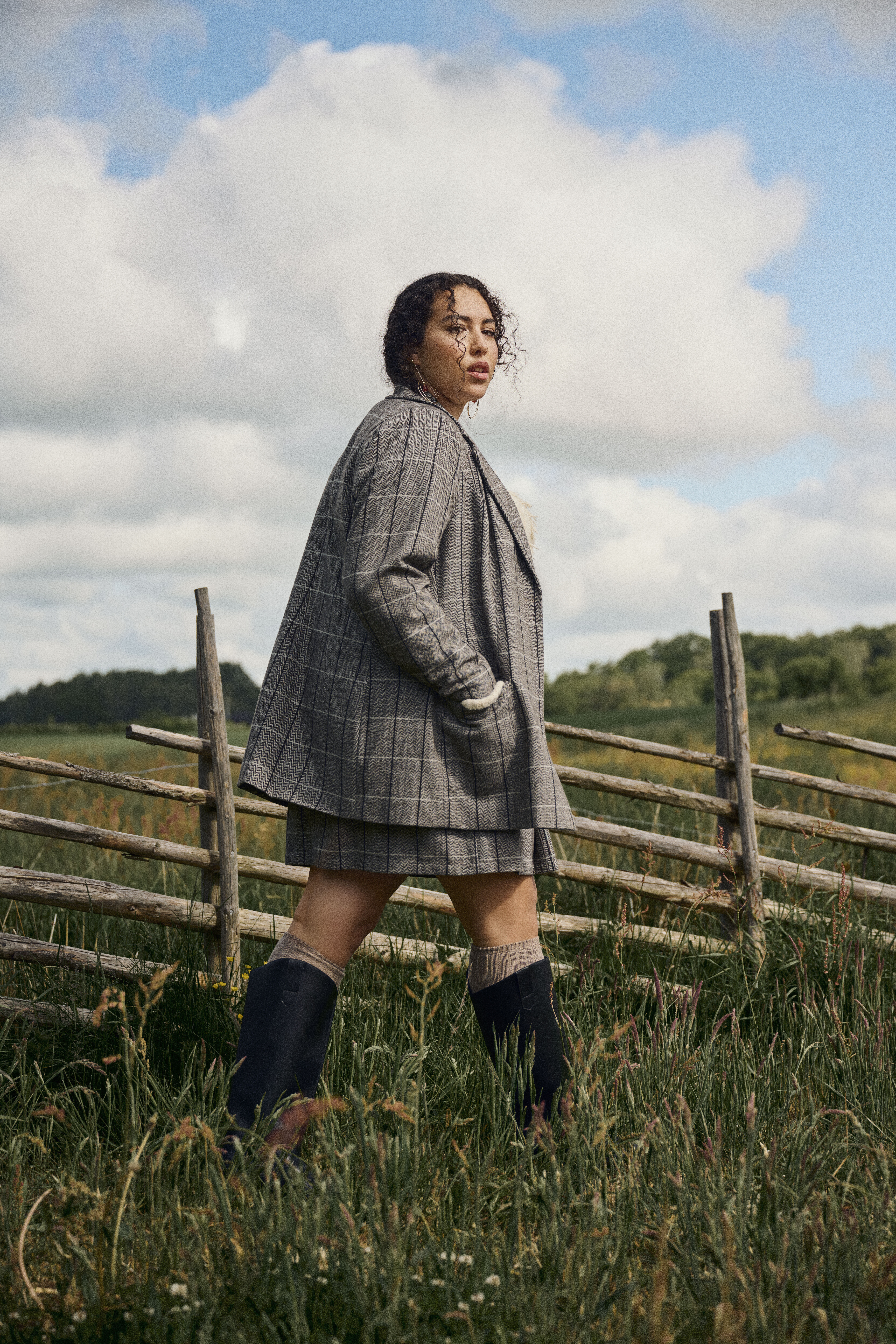 Zizzi Set in grauen Karos, , Model