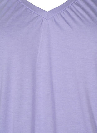 Meliertes T-Shirt mit elastischem Saum, Lavender Mél, Packshot image number 2