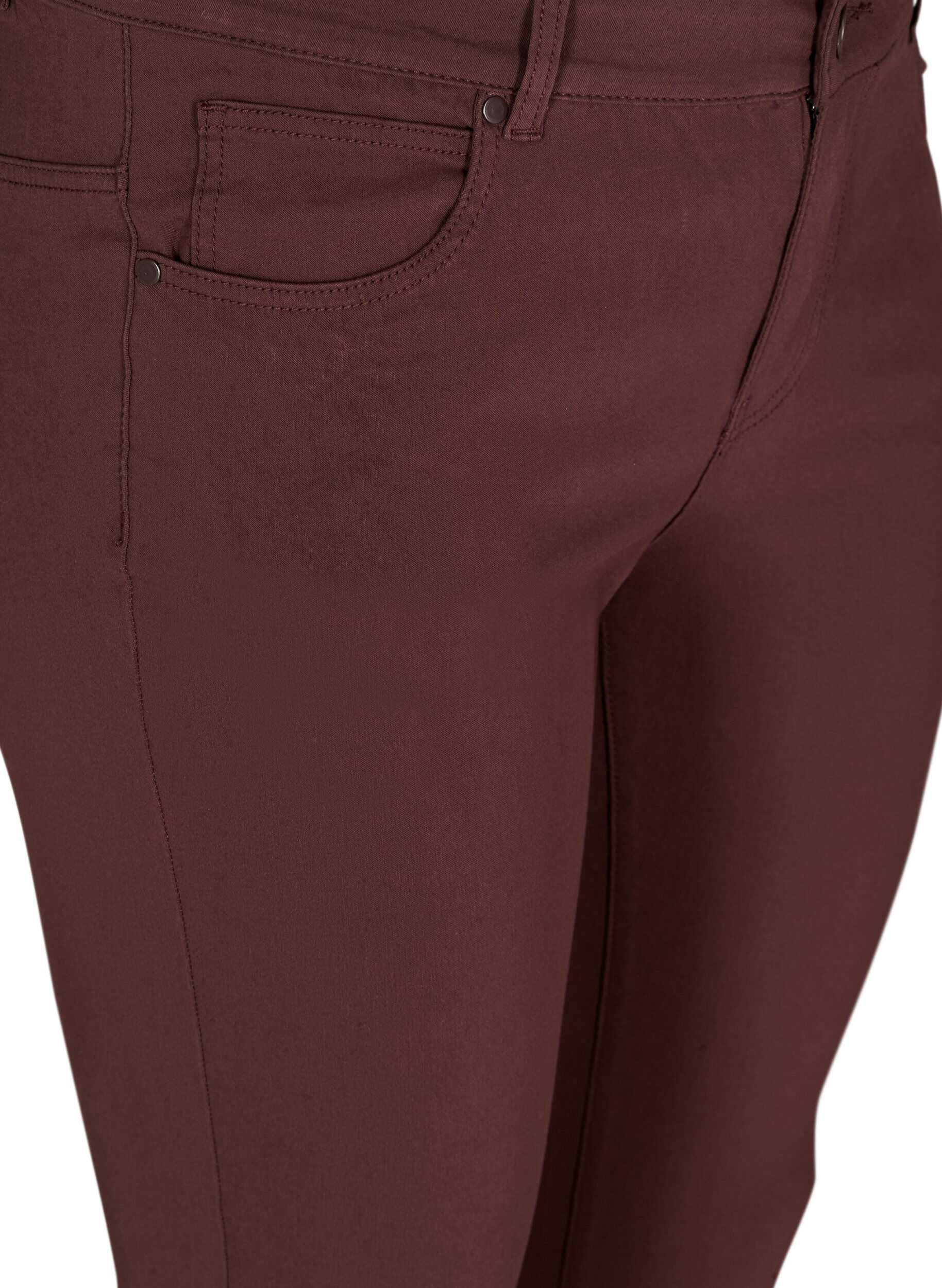 Zizzi Slim Fit Hose mit Hosentaschen, Dunkles Bordeaux, Packshot image number 2