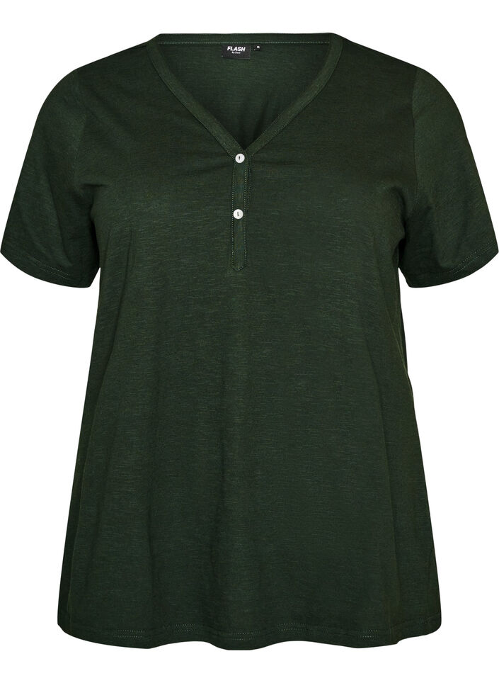 T-Shirt mit Knopfleiste, Gr&uuml;n, Packshot image number 0
