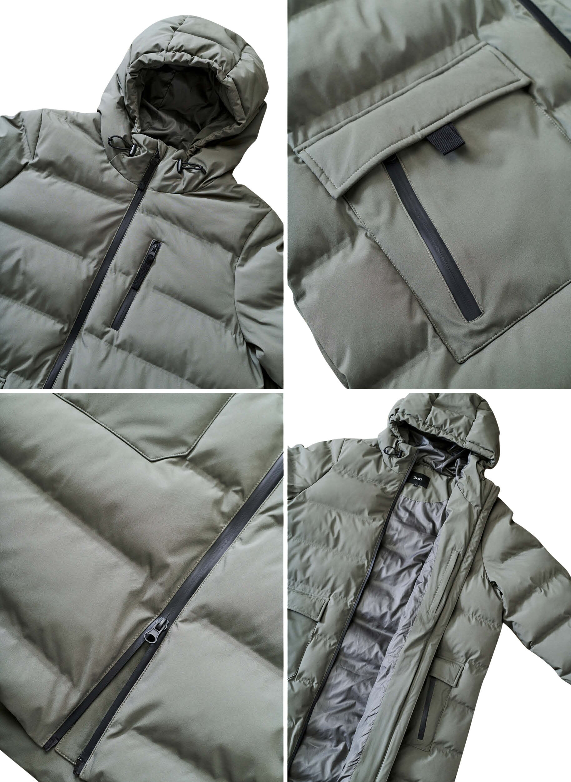 ZizziPuffermantel mit Kapuze und Taschen, Gr&uuml;n, Packshot image number 4