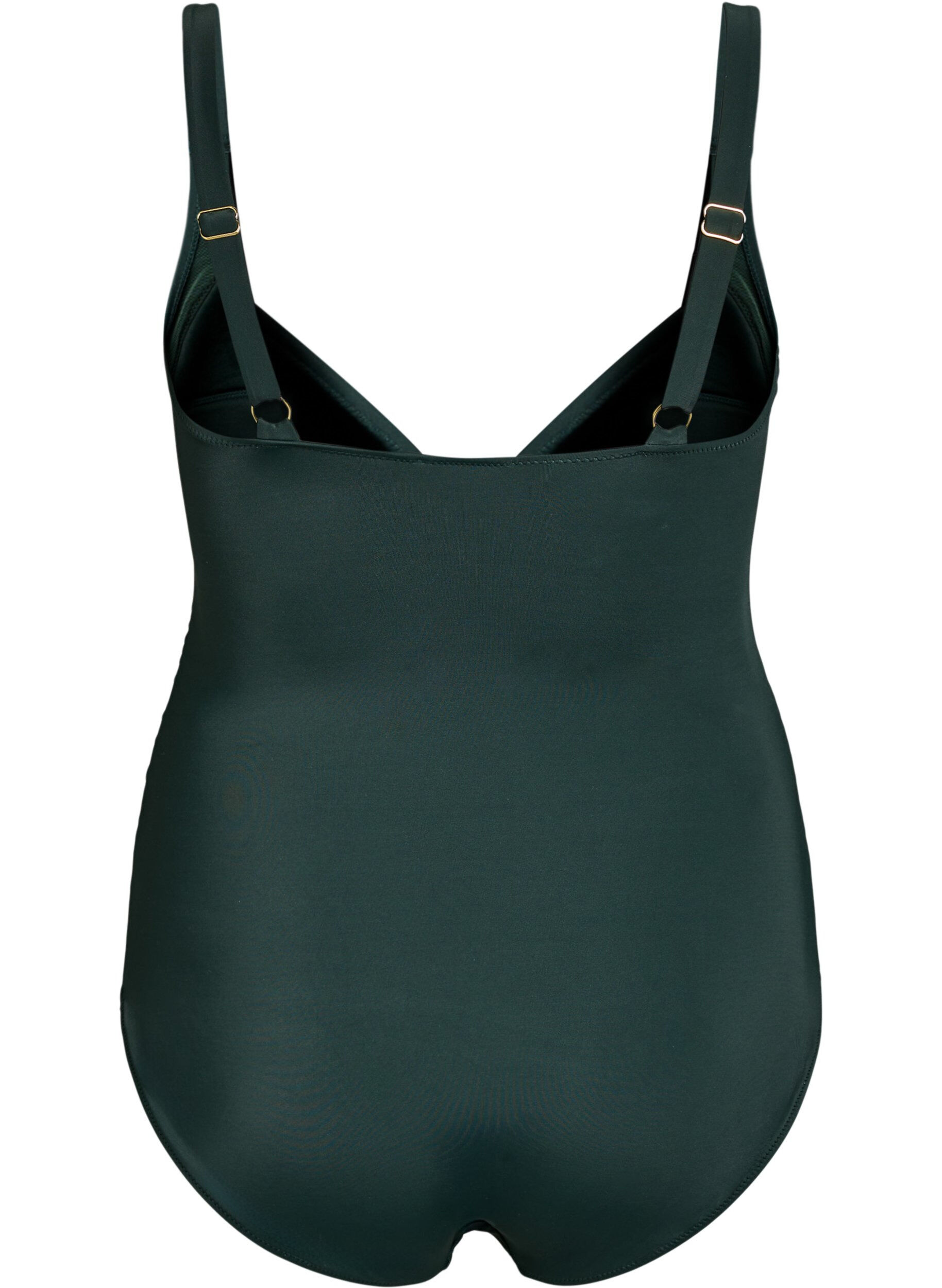 Zizzi Badeanzug mit Ringdetail und Drapierung, Gr&uuml;n, Packshot image number 1