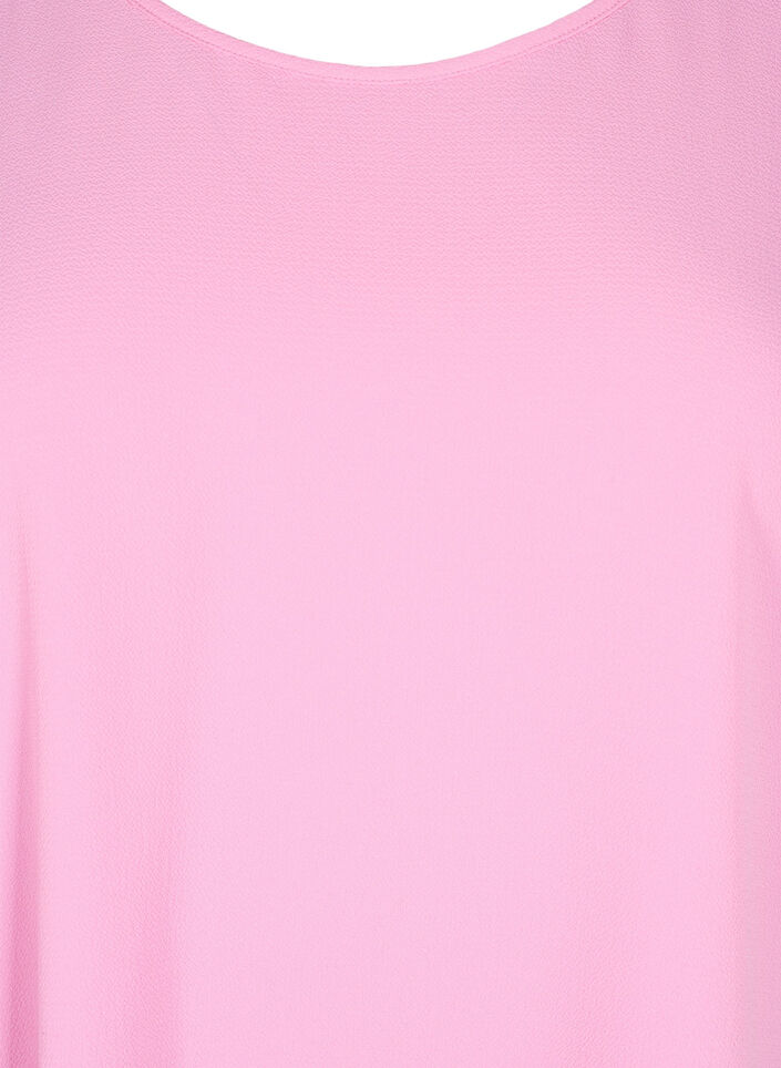 Bluse mit kurzen &Auml;rmeln und einem Rundhalsausschnitt, Pink, Packshot image number 2