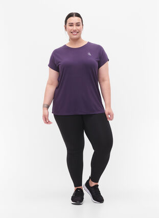 Kurzärmeliges Trainings-T-Shirt, Purple Plumeria, Model image number 2