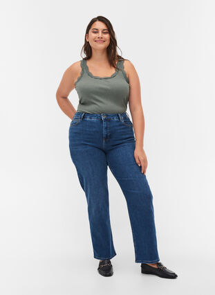 Hochtaillierte Gemma Jeans mit Push-Up, Blue denim, Model image number 4