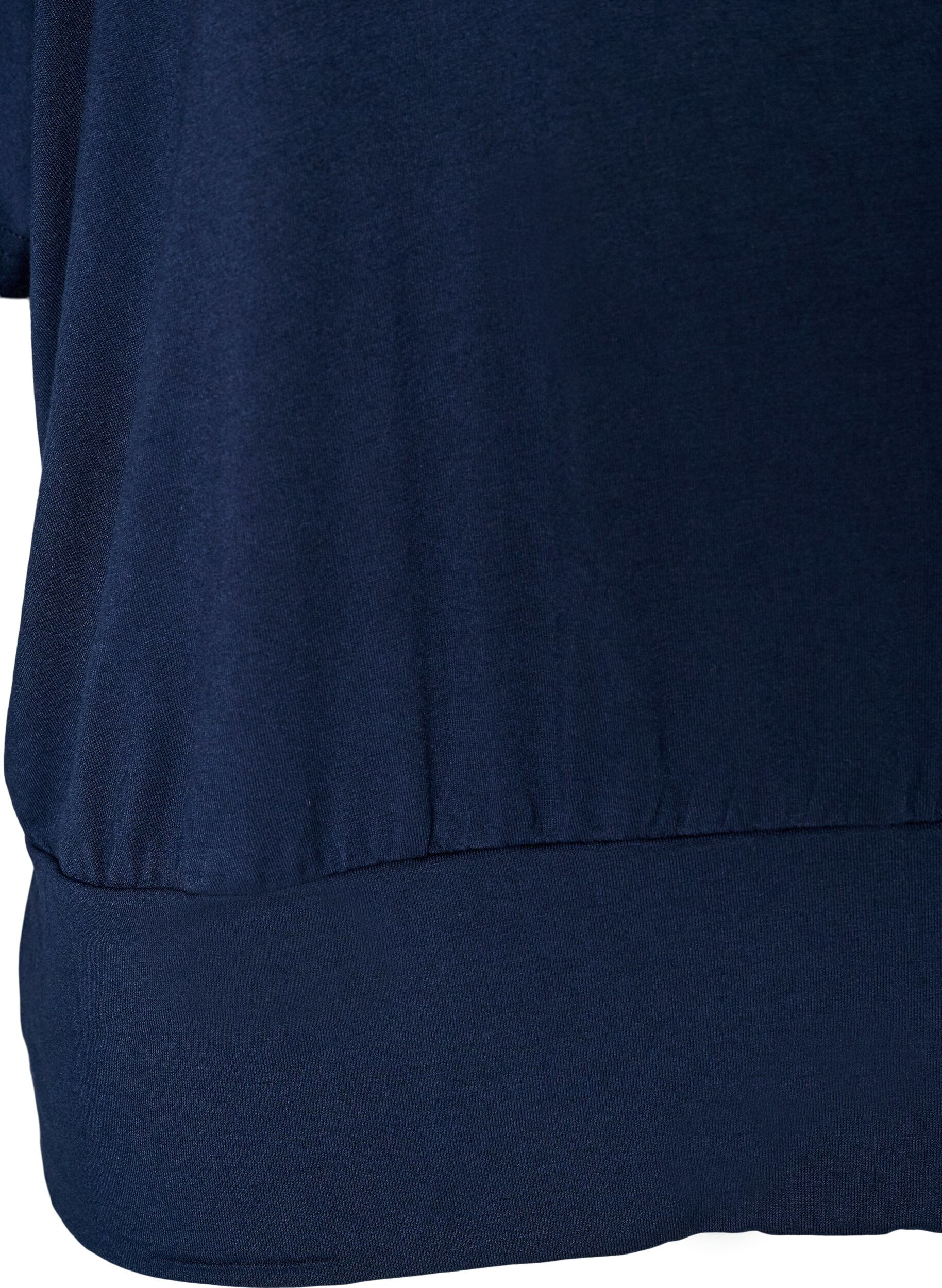 ZizziBluse aus Jersey mit ellbogenlangen Ballon&auml;rmeln, Blau, Packshot image number 3