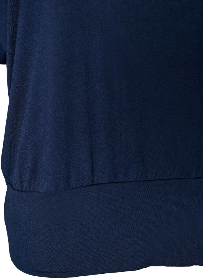 Bluse aus Jersey mit ellbogenlangen Ballon&auml;rmeln, Blau, Packshot image number 3