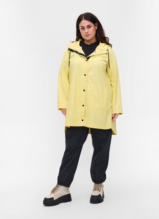 Regenjacke mit Kapuze und Taschen, Pale Banana, Model image number 2
