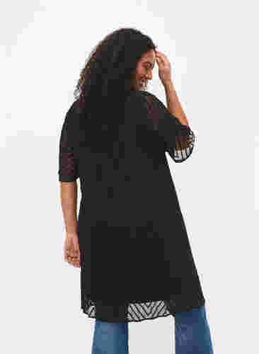 Kurzärmeliges Kleid mit Struktur , Black, Model image number 1