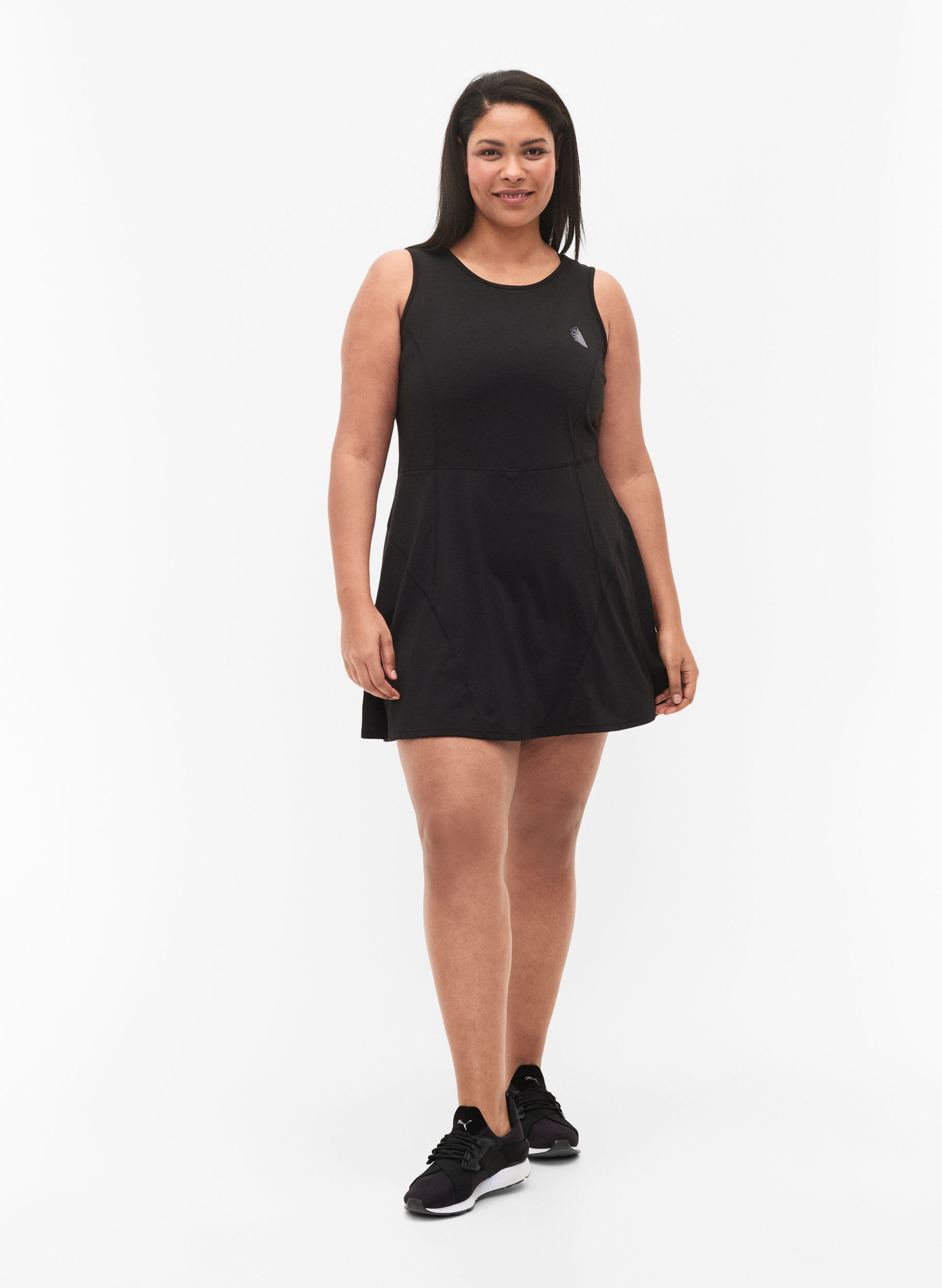 Zizzi Padel Kleid mit Innenshorts, Black, Model image number 3