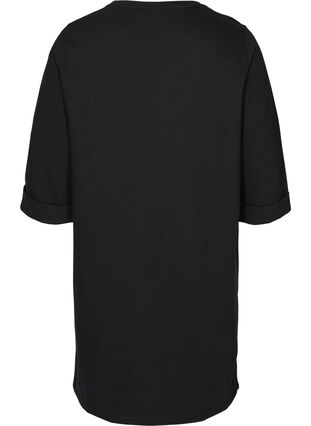 Sweatkleid aus Baumwolle mit 3/4-Ärmeln und Taschen, Black, Packshot image number 1