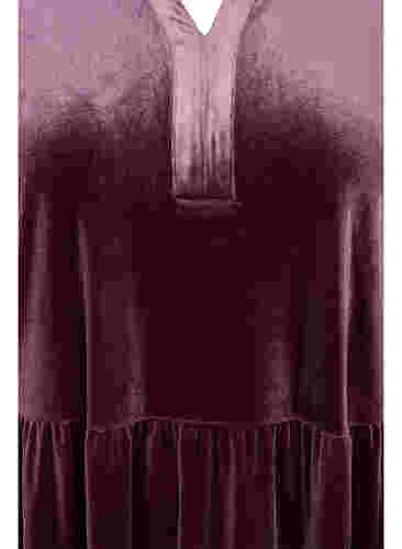 Velourskleid mit Rüschenkragen und 3/4-Ärmeln, Winetasting, Packshot image number 2