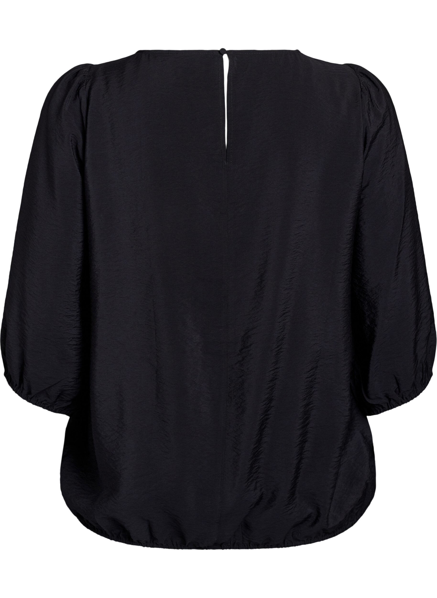 Zizzi Bluse aus Spitze mit 3/4-&Auml;rmeln, Schwarz, Packshot image number 1