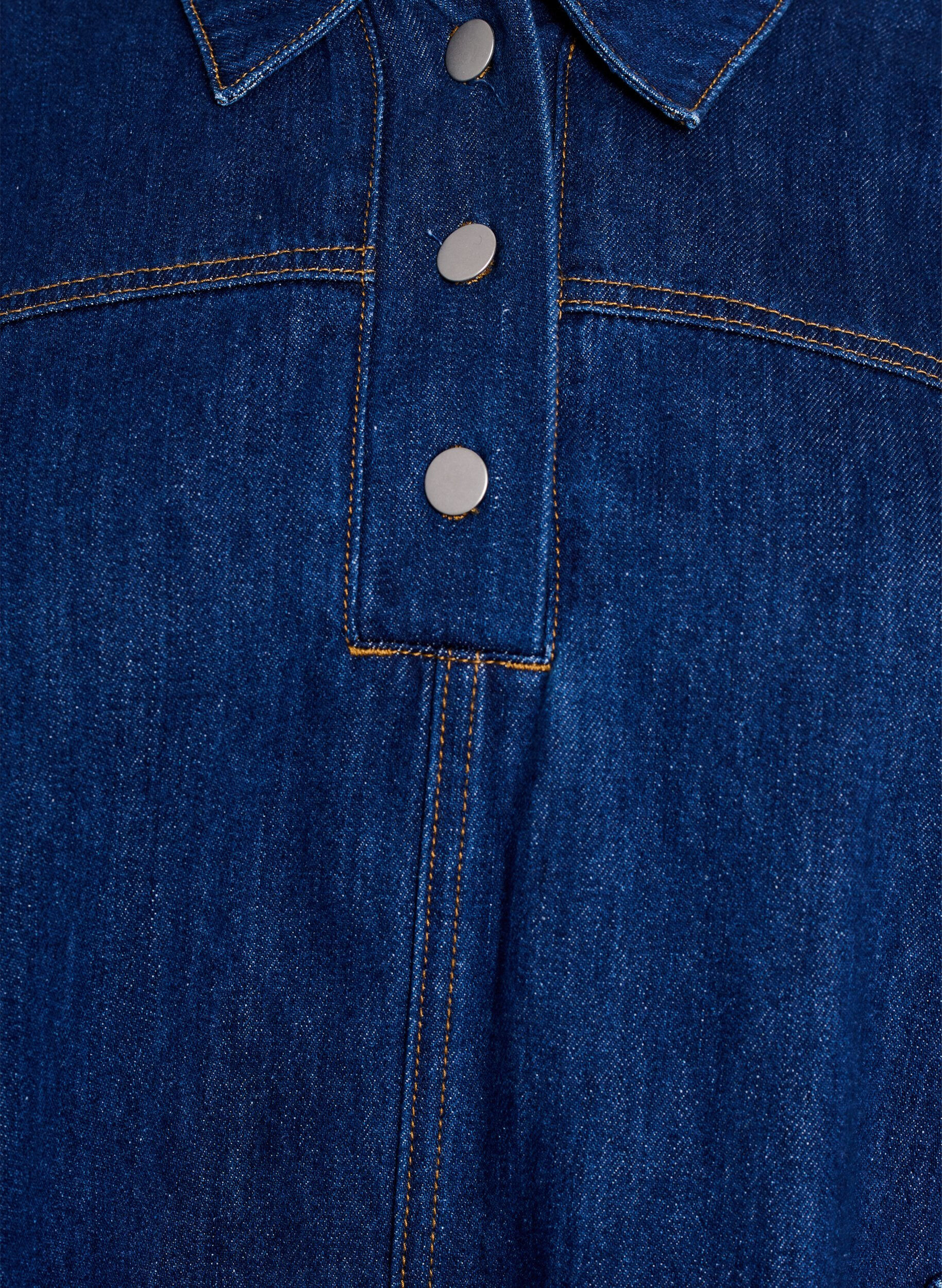 Zizzi Kurzes Jeanskleid mit Kragen und Knopfleiste, Blau, Packshot image number 2