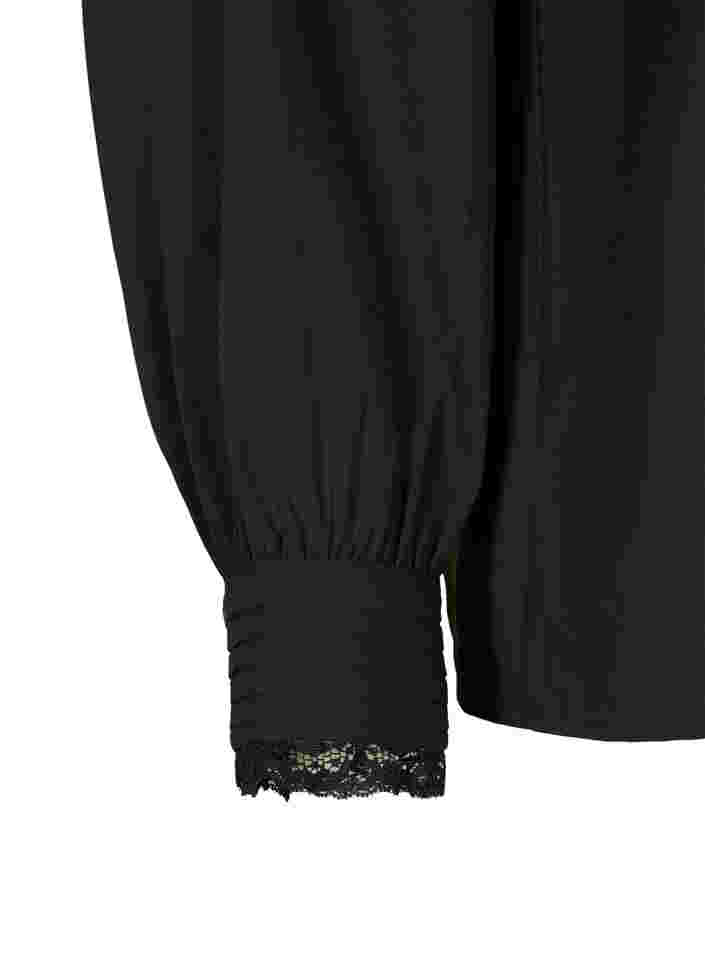 	 Langärmelige Bluse mit V-Ausschnitt, Black, Packshot image number 2