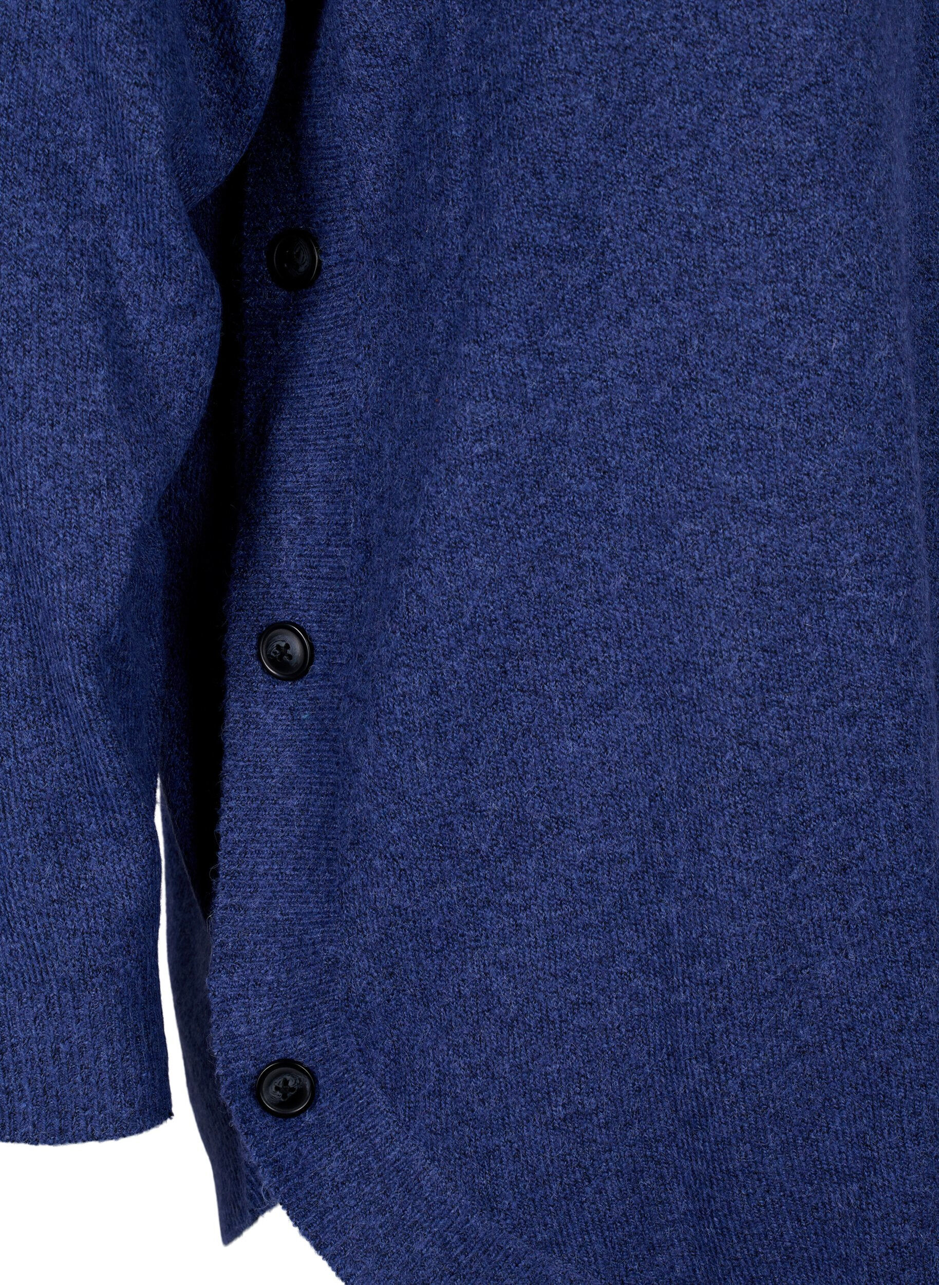 Zizzi Gestricker Pullover in melierter Optik mit Knopfdetails, Navy Blazer Mel., Packshot image number 3