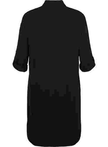 Lange Hemdjacke mit Knopfverschluss, Black, Packshot image number 1