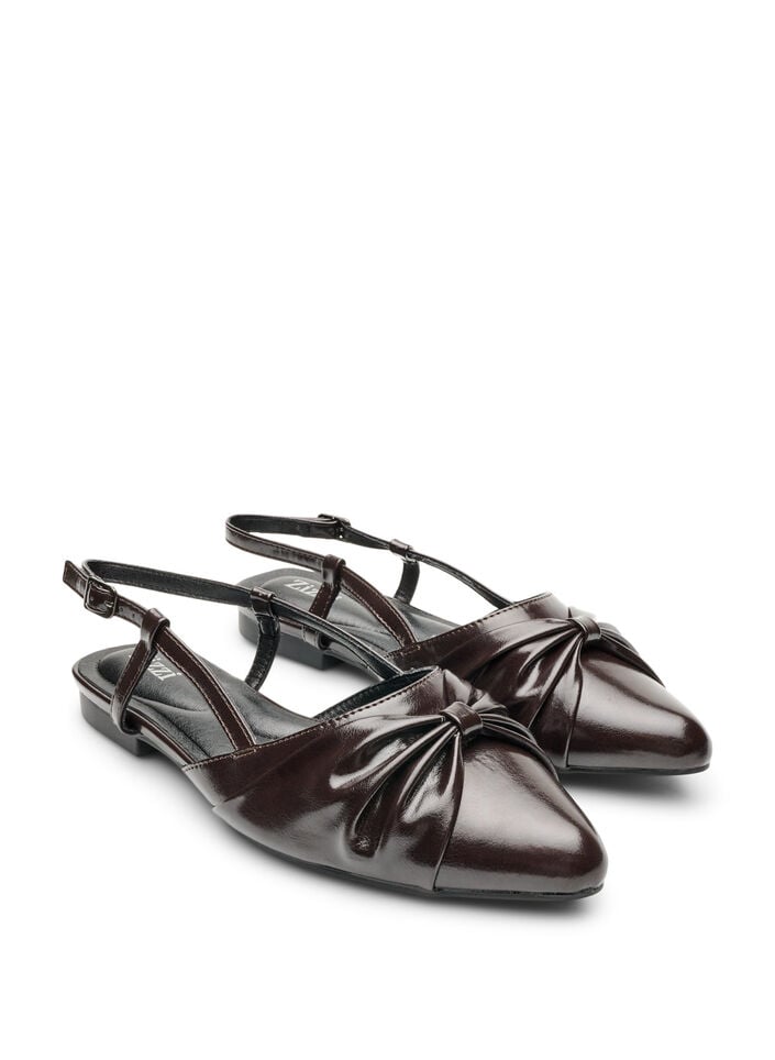 Slingback mit Schleifendetail in Lackoptik, Braun, Packshot image number 1