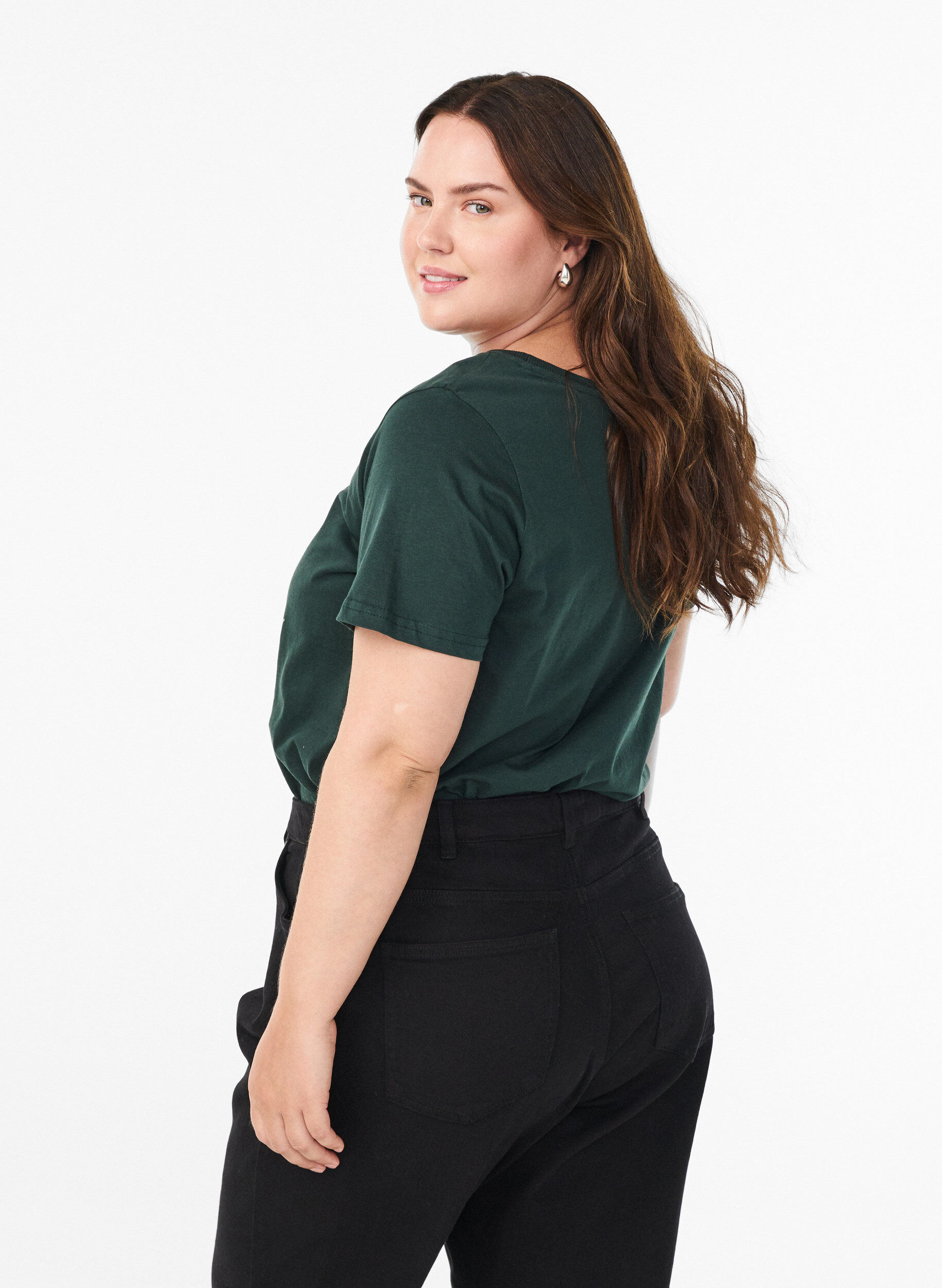 Zizzi Weihnachts-T-Shirt aus Bio-Baumwolle, Gr&uuml;n, Model image number 2