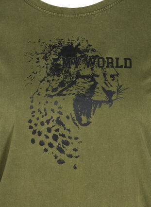 Kurzarm T-Shirt mit Acid Wash und Smock, Ivy Green acid wash, Packshot image number 2