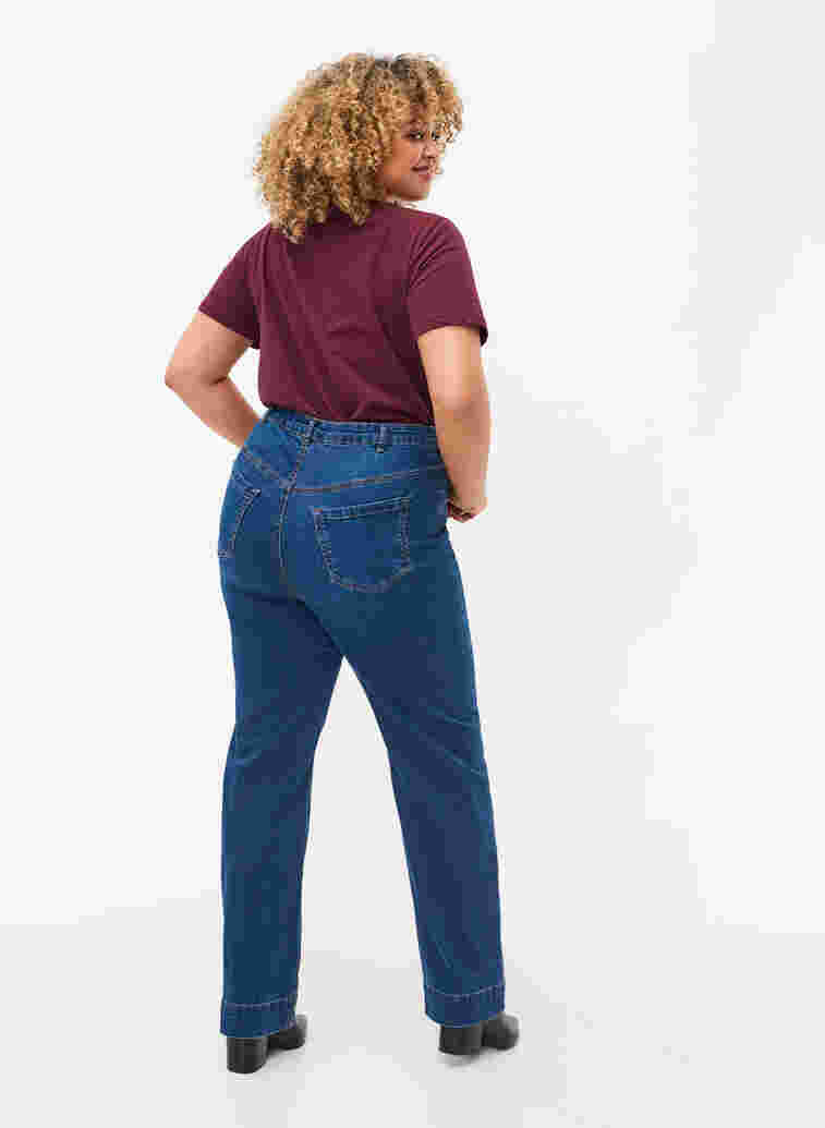 Megan-Jeans in normaler Passform mit extra hoher Taille, Blue denim, Model