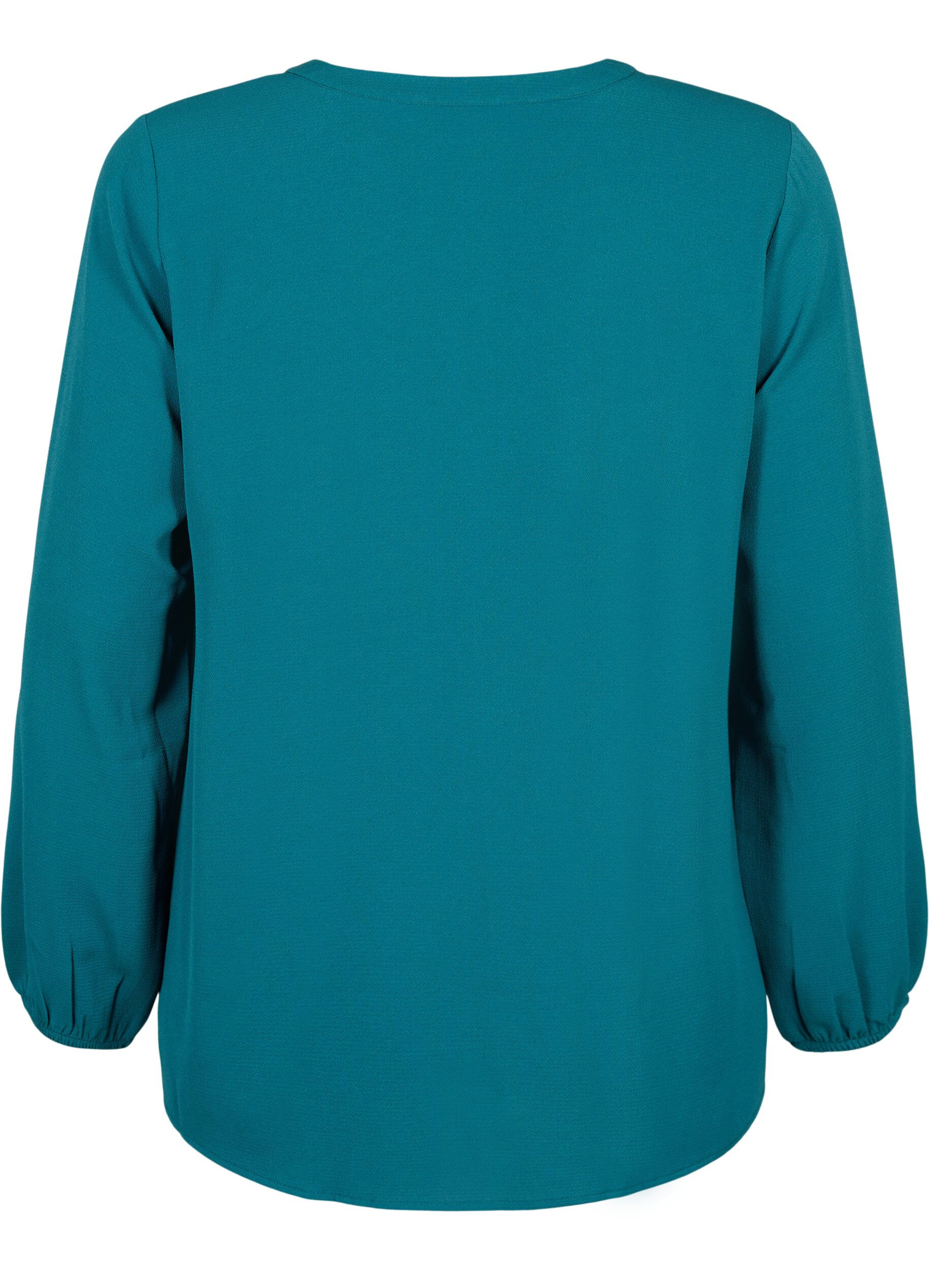 Zizzi Unifarbene Bluse mit V-Ausschnitt, Deep Teal, Packshot image number 1