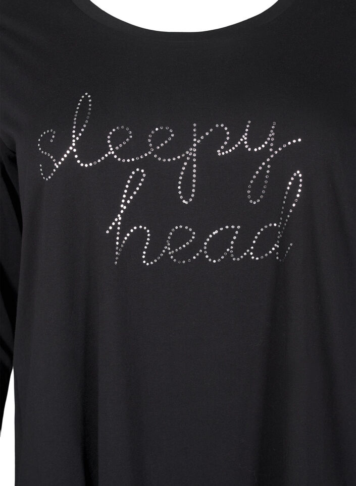 Langärmliges Nachthemd aus Bio-Baumwolle, Schwarz, Packshot image number 2