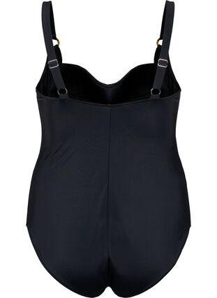 Gepolsterter Badeanzug mit Drapierungen, Black, Packshot image number 1