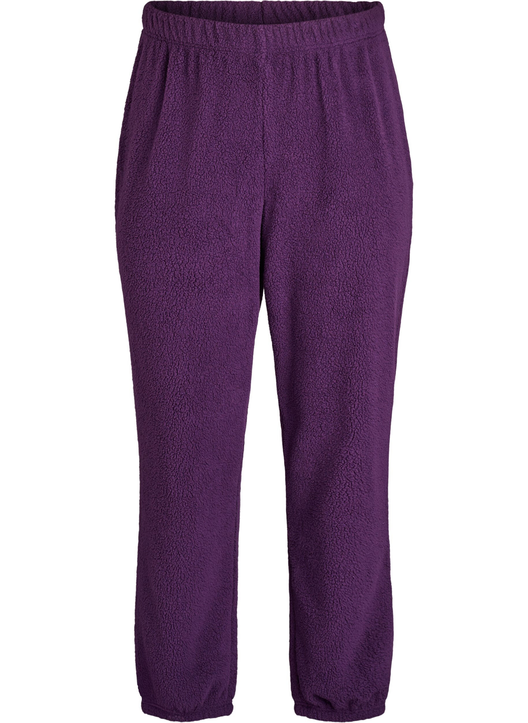 Hoch taillierte Hose aus Teddy-Fleece