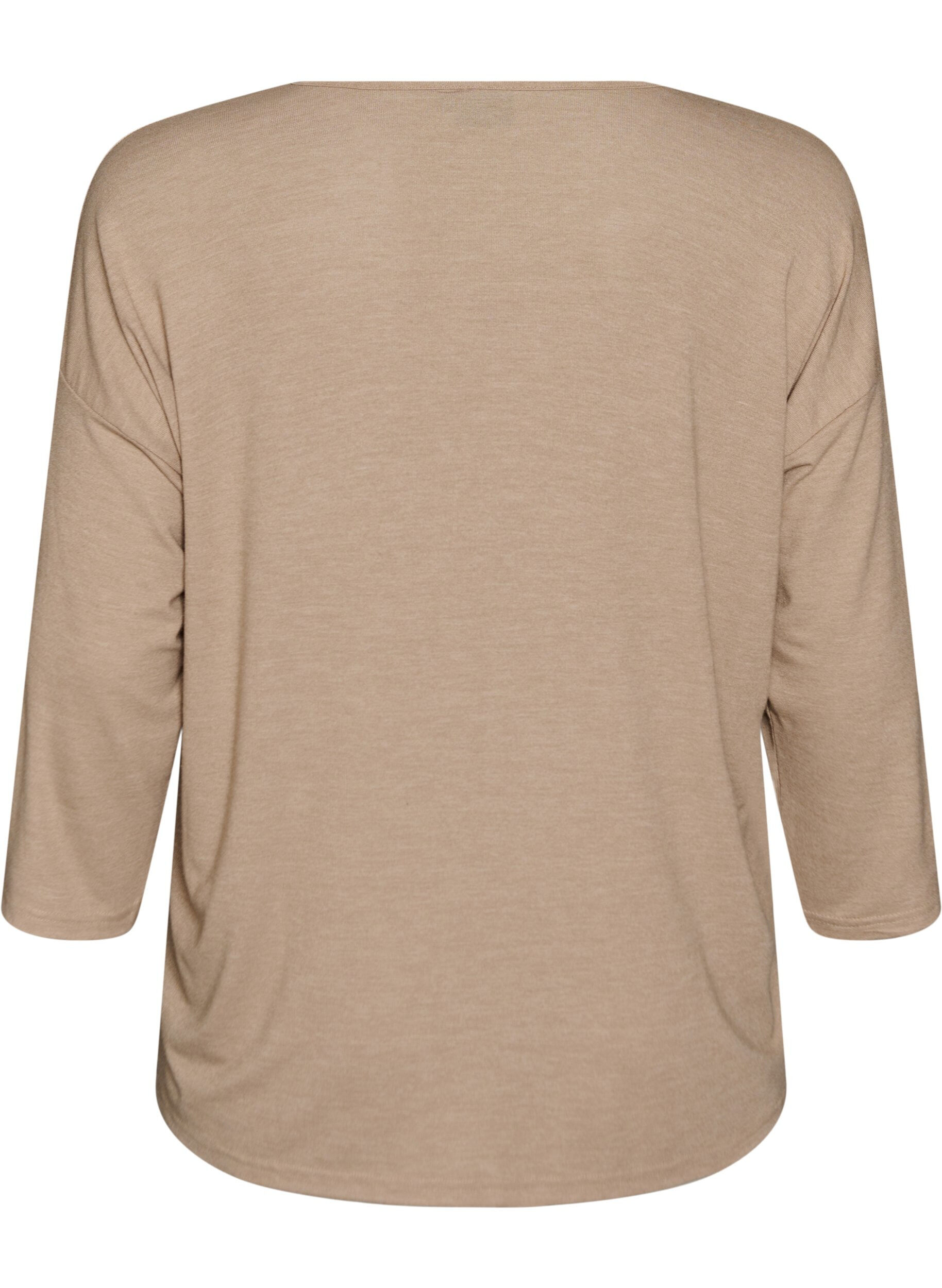 Zizzi Bluse aus Jersey mit 3/4-&Auml;rmeln, Beige, Packshot image number 1