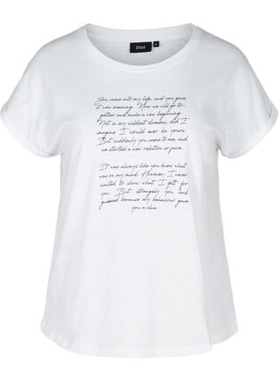T-Shirt mit Aufdruck in Bio-Baumwolle, Bright White TEXT, Packshot image number 0
