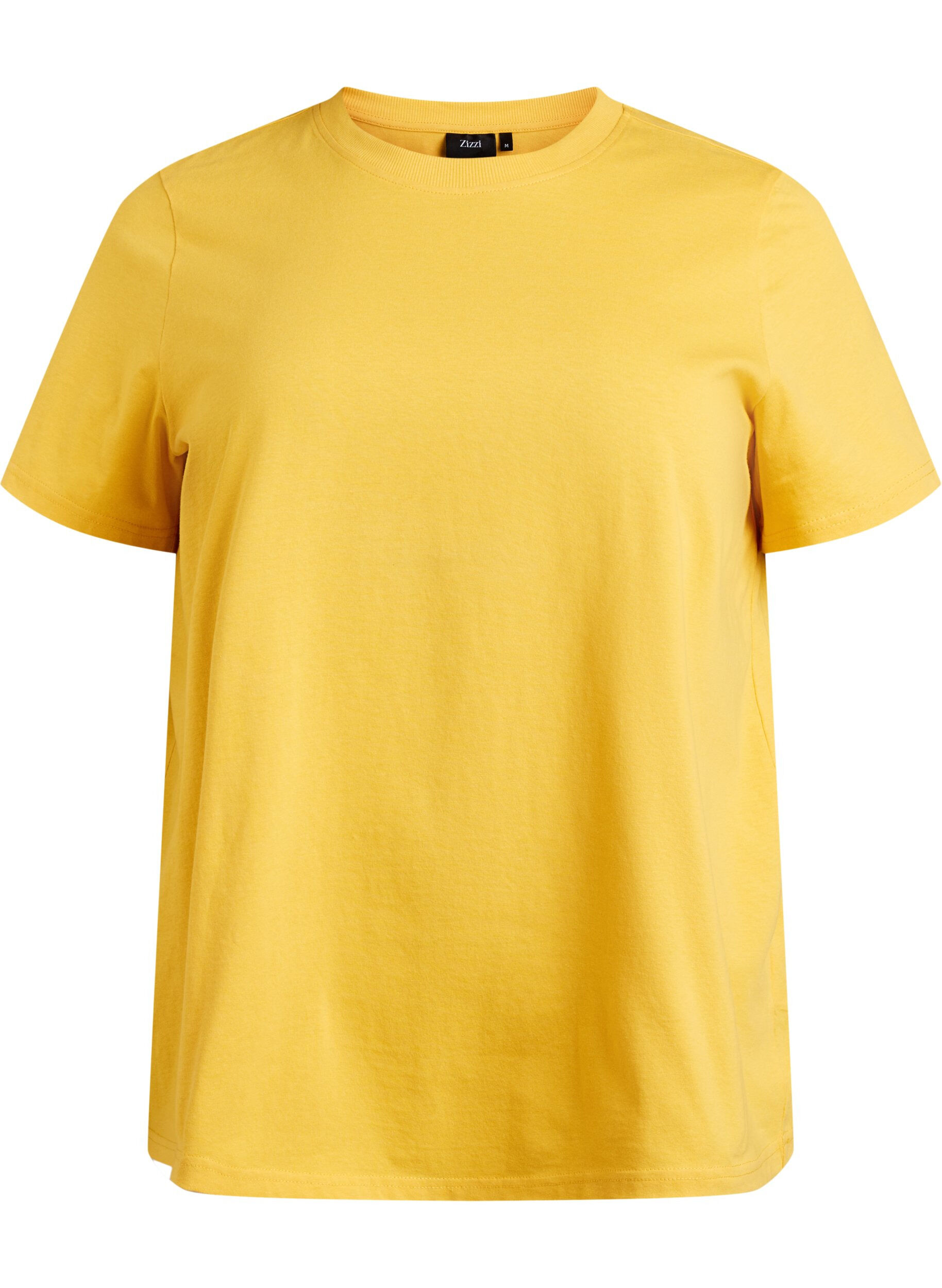 ZizziBasic-T-Shirt aus Baumwolle mit Rundhalsausschnitt, Gelb, Packshot image number 0