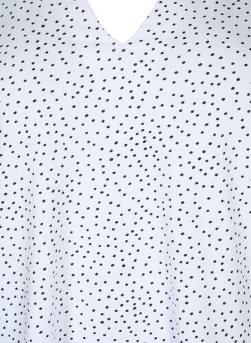 Baumwoll-T-Shirt mit Punkten und V-Ausschnitt, B.White/Black Dot, Packshot image number 2