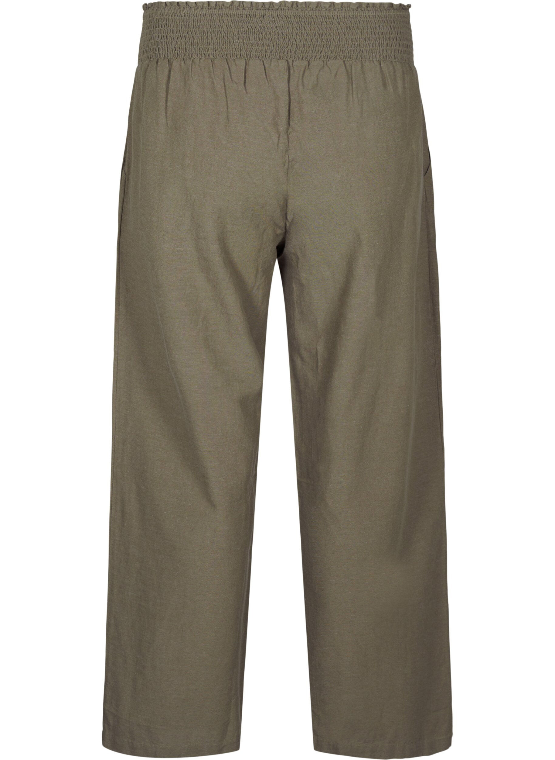 Zizzi Smockhose mit Leinen, Gr&uuml;n, Packshot image number 1