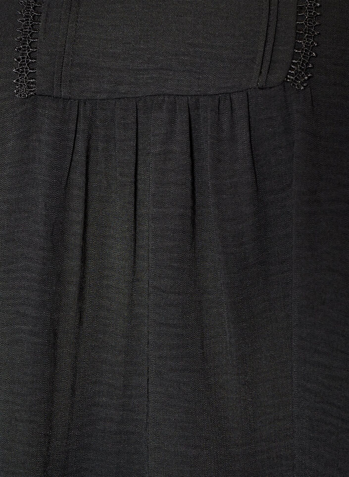 Bluse mit V-Ausschnitt und H&auml;kelband, Schwarz, Packshot image number 2
