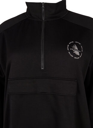 Langes Sweatshirt mit Tasche und Reißverschluss, Black, Packshot image number 2