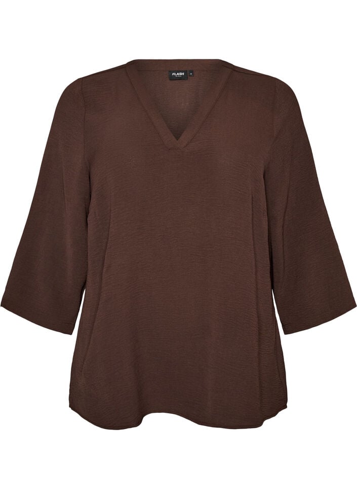 Bluse mit 3/4-&Auml;rmeln, Braun, Packshot image number 0