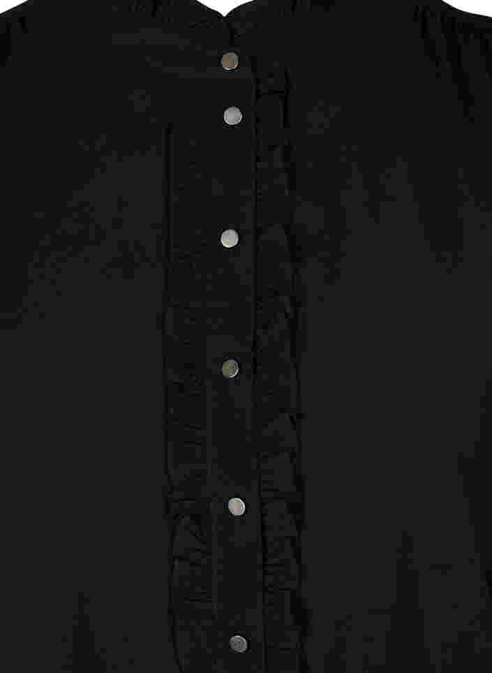 Tunika mit Knöpfen und Rüschendetails, Black, Packshot image number 2