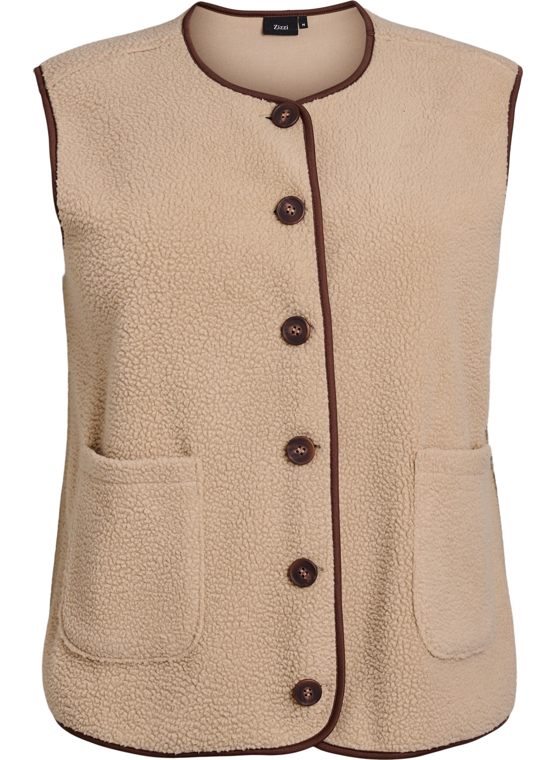 Weste aus Teddyfleece mit kontrastfarbenen Details