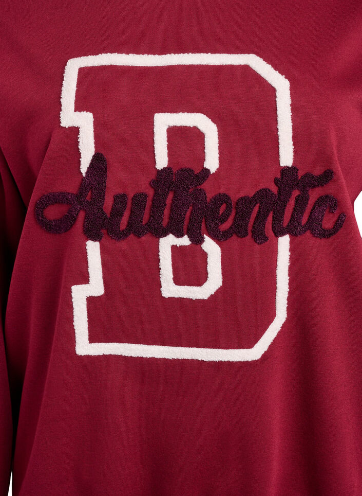 Sweatshirt mit Frottee-Schriftzug, Dunkles Bordeaux, Packshot image number 2