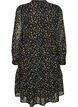 Kleid mit Allover-Muster und einer Volantlage, Schwarz, Packshot image number 1