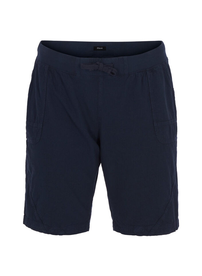 Lockere Shorts aus Baumwolle mit Taschen, Blau, Packshot image number 0