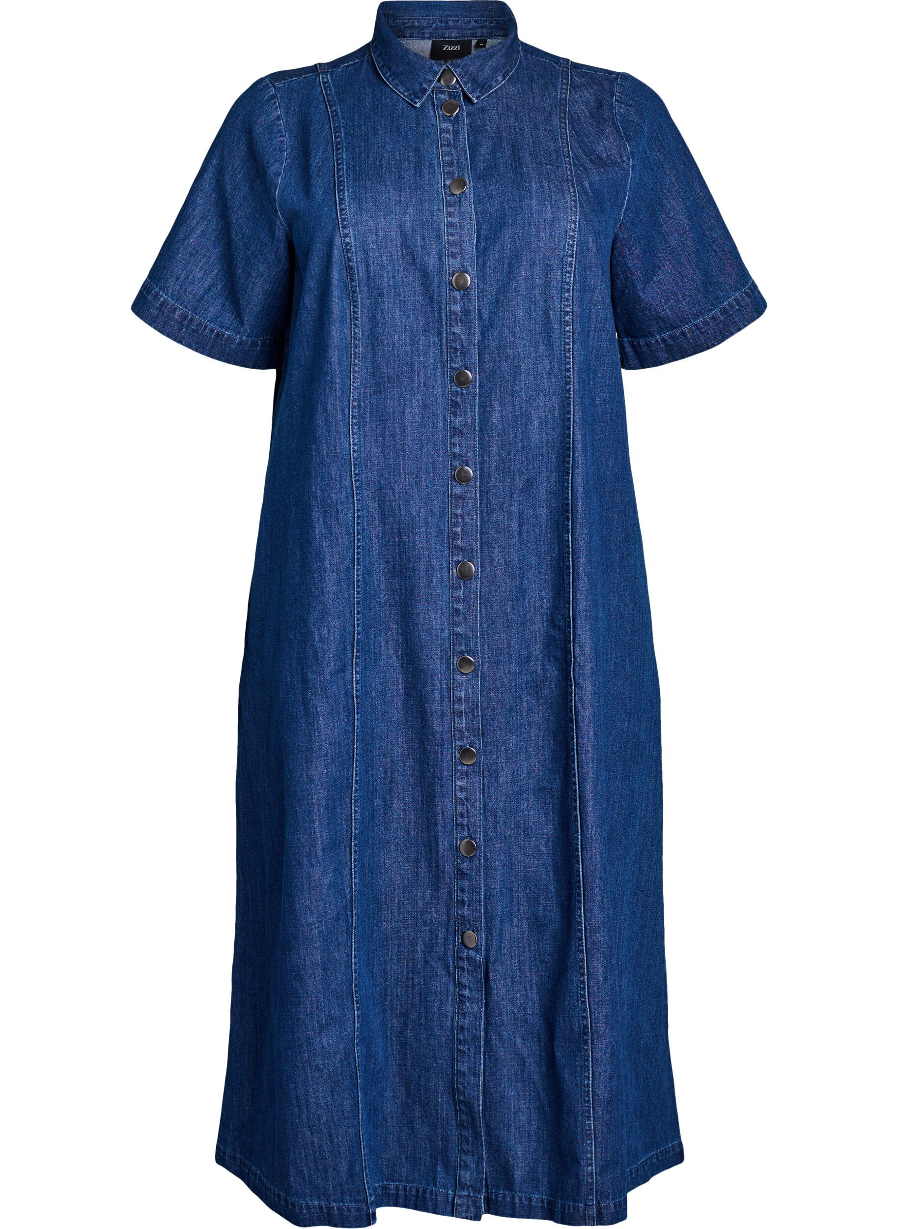 Zizzi Midi-langes jeanshemdkleid, Blau, Packshot image number 0