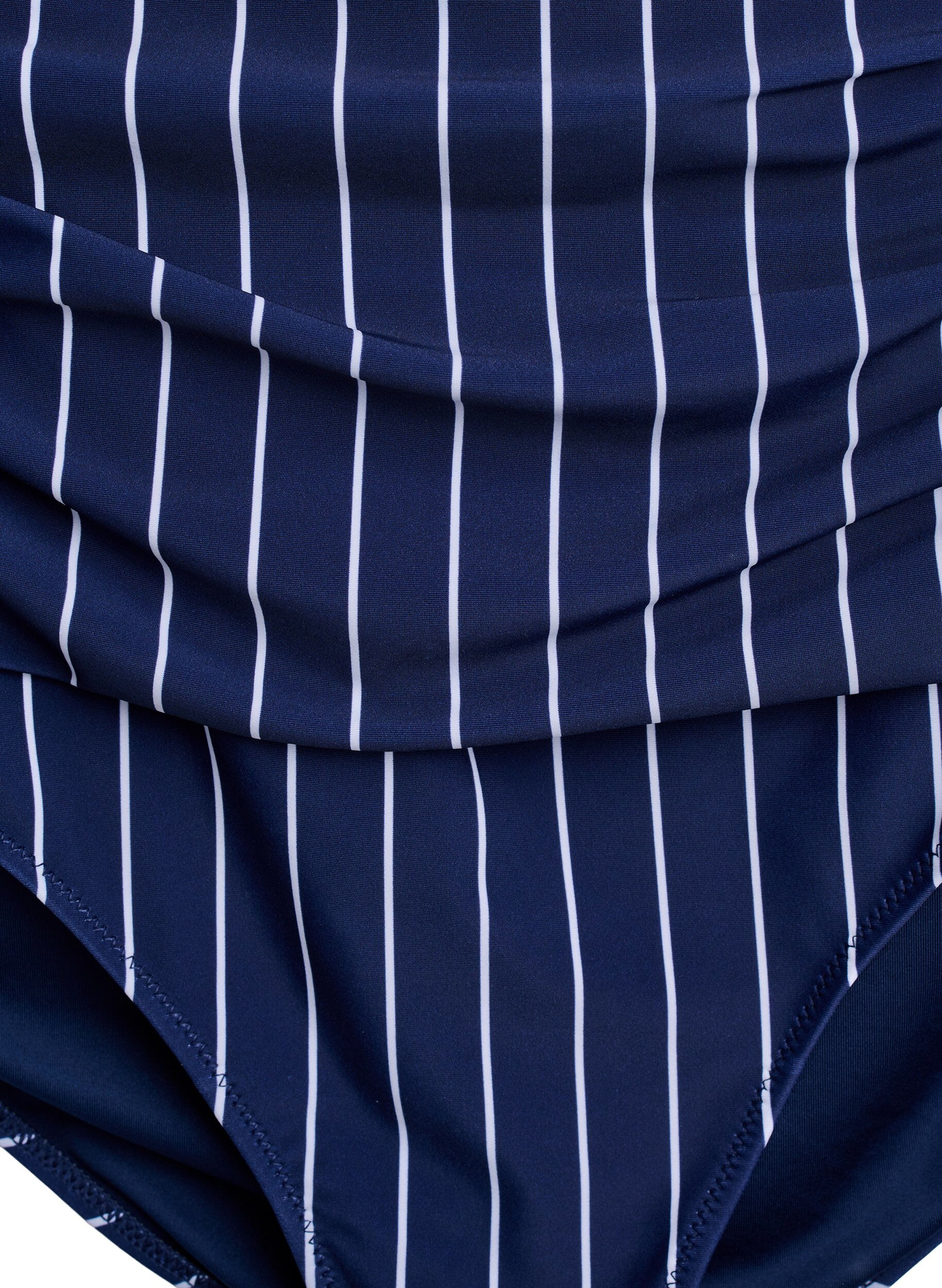 Zizzi Bikini-Slip mit Print und hoher Taille, Blau, Packshot image number 2