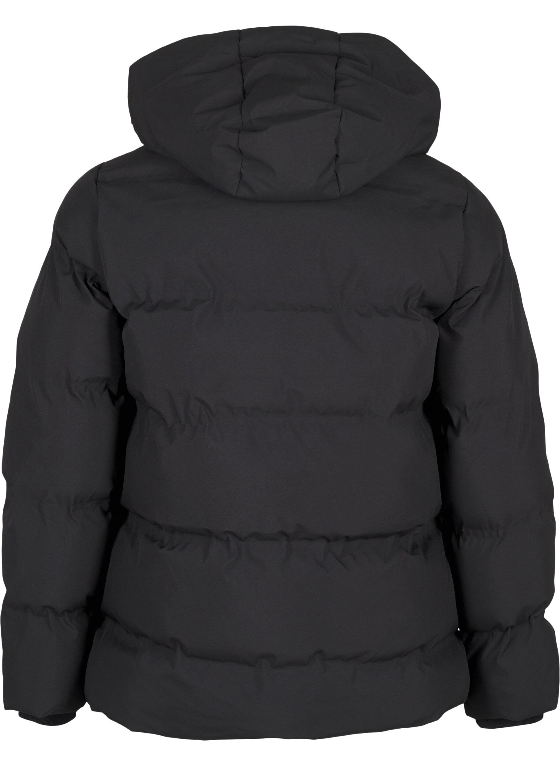Zizzi Kurze Steppjacke mit Kapuze, Schwarz, Packshot image number 1