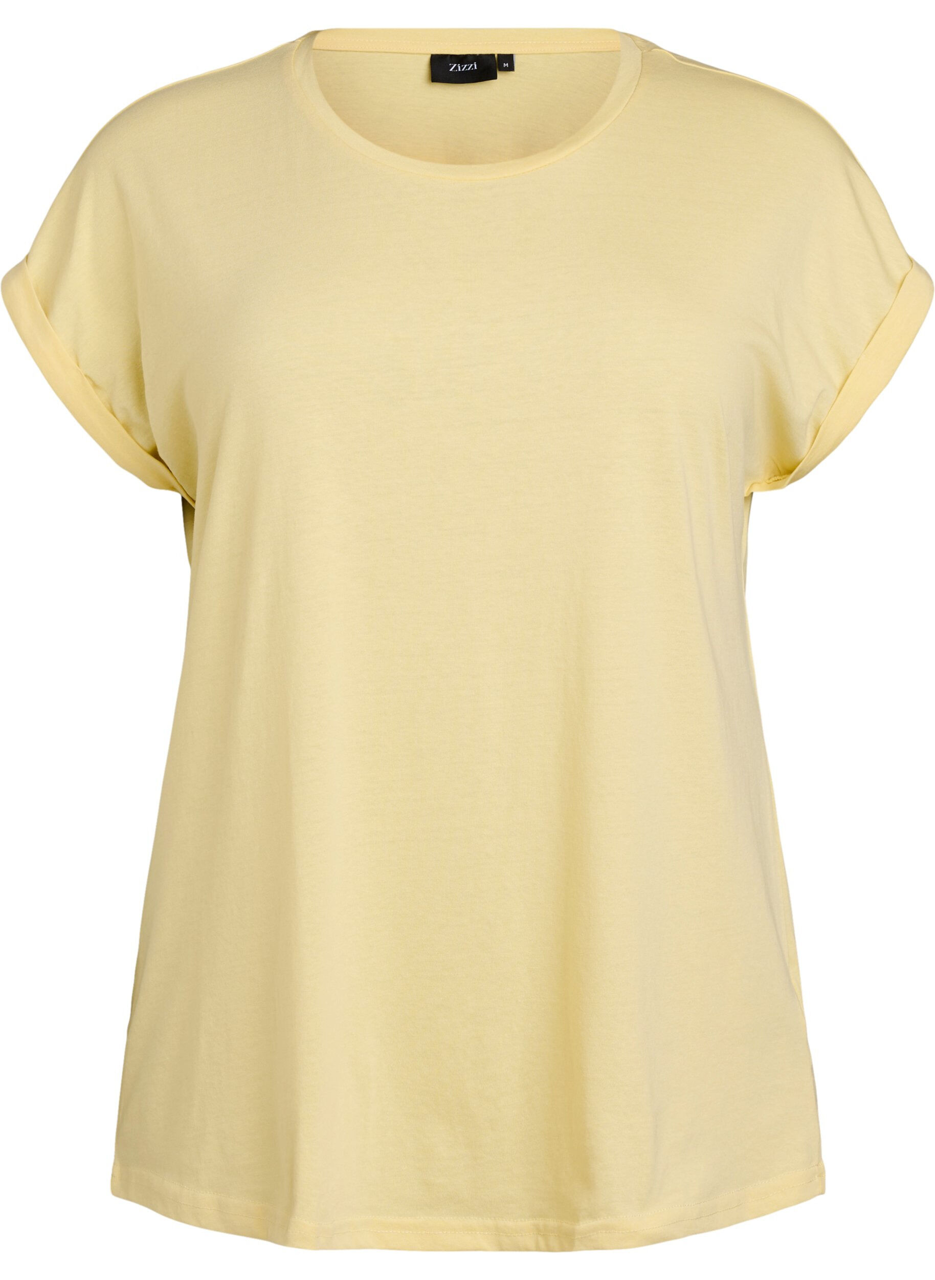 ZizziKurz&auml;rmliges T-Shirt aus einer Baumwollmischung, Gelb, Packshot image number 0