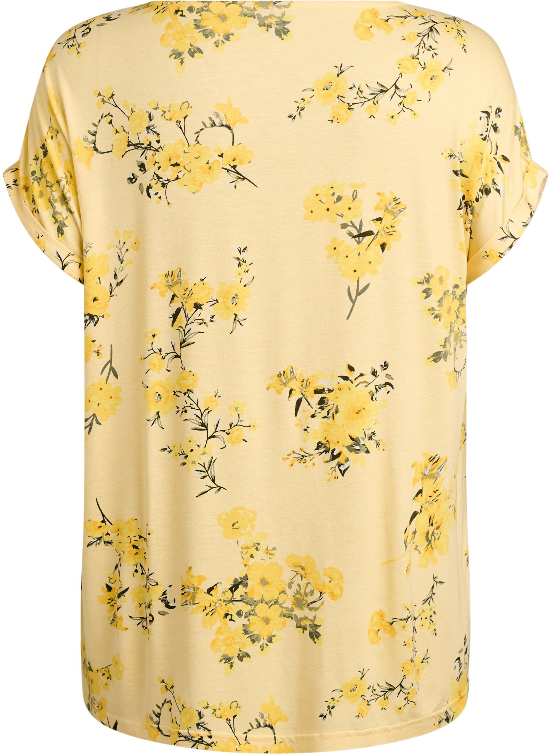 Zizzi T-Shirt mit Blumenprint, Gelb, Packshot image number 1